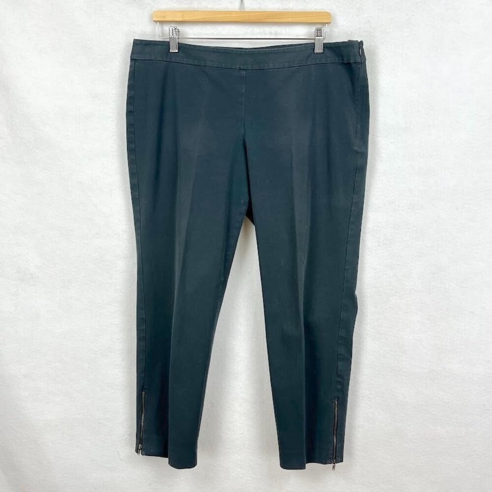 Eileen Fisher Straight Leg Pants Cotton Comfort Style Grandma Core Stretch L